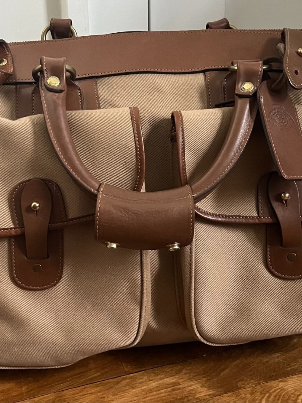Vintage Like New Ghurka No. 2  Chestnut Twill and Leather Marley Hodgson Bag